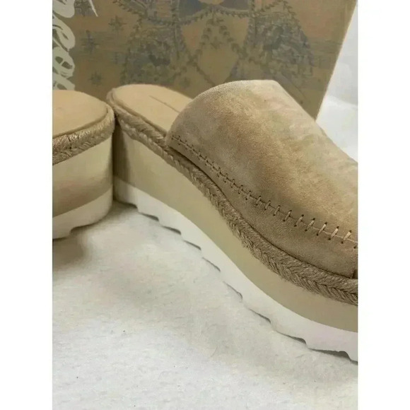 New w/ Box Free People Santorini Platform Espadrille Sandal Size 9 Sand Leather - Picture 5 of 7